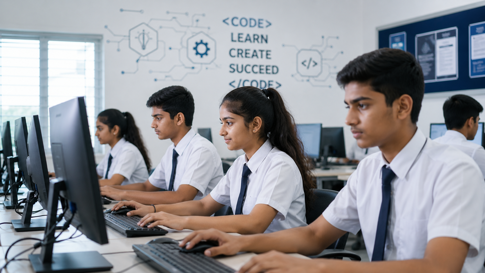 Students learning together in the SICTA computer classroom